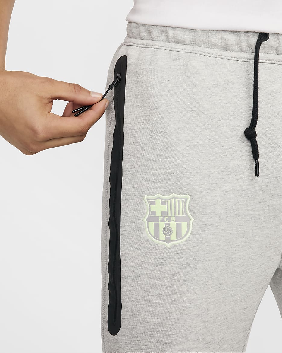 F.C. Barcelona Tech Fleece Men's Nike Football Joggers - Dark Grey Heather/Barely Volt