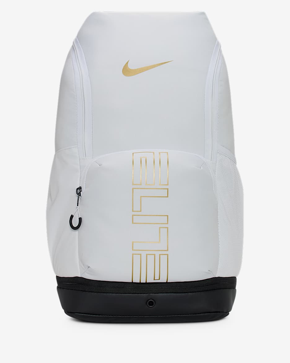 Mochila Nike Varsity Elite (32 L) - Blanco/Negro/Oro metalizado