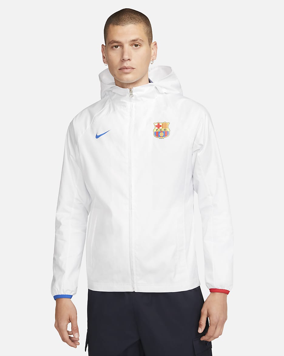 Fotbollsjacka FC Barcelona AWF Nike för män - Vit/Royal Blue/University Red/Royal Blue