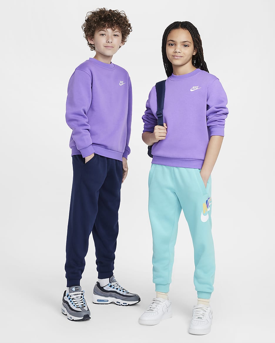 Nike Sportswear Club Fleece Big Kids' Sweatshirt - Black Raspberry/White