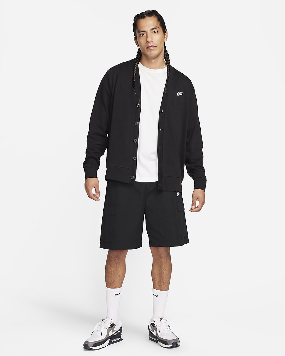 Cárdigan Fairway de tejido Knit para hombre Nike Club - Negro/Blanco