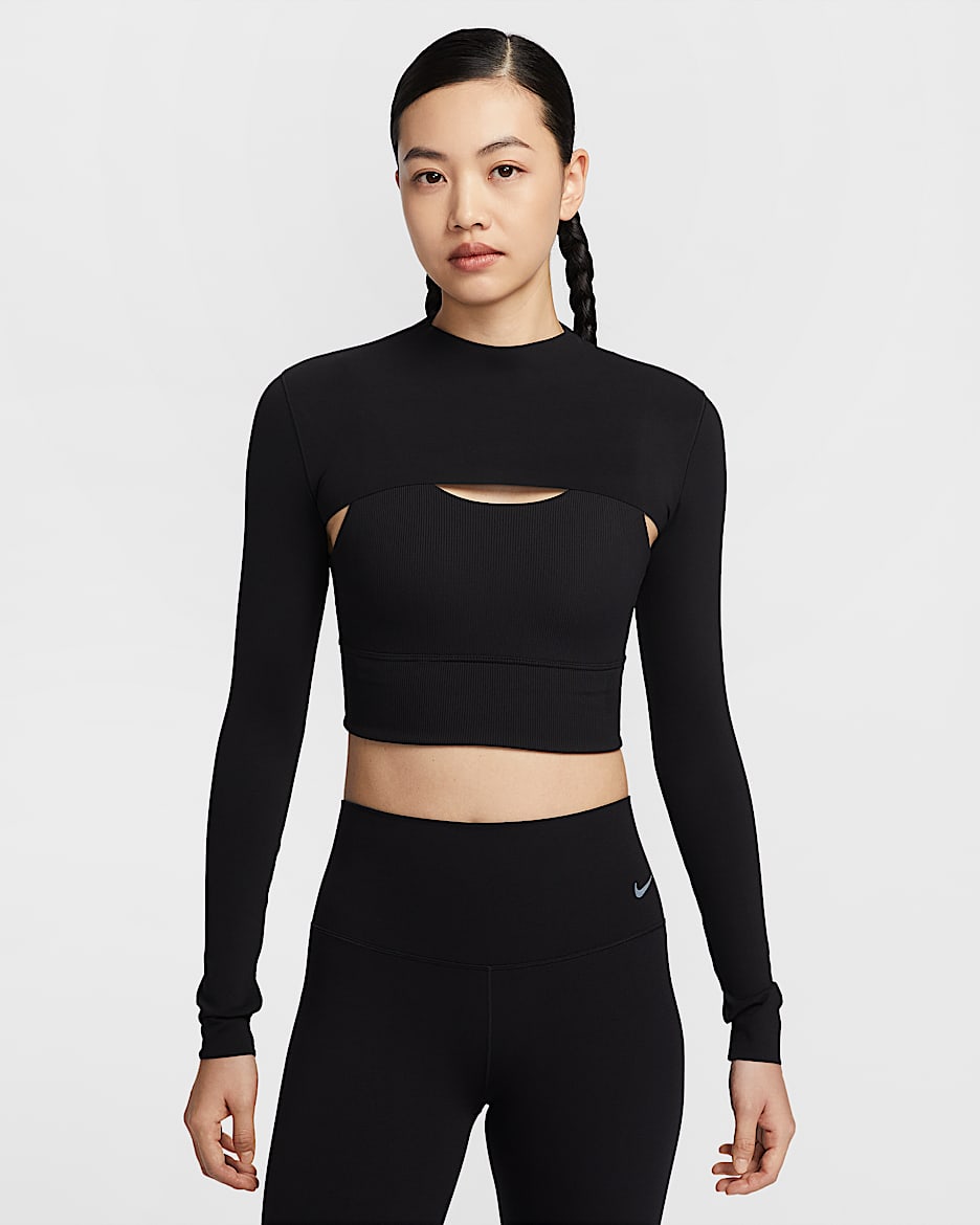 Nike Zenvy Women's Dri-FIT Long-Sleeve Shrug Top - Black