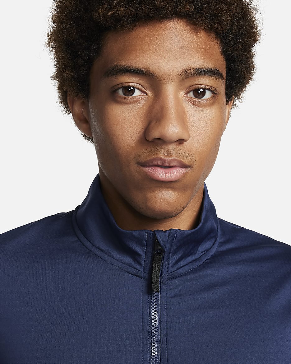 Nike Victory Dri-FIT golfoverdel med glidelås i halsen til herre - Midnight Navy/Hvit