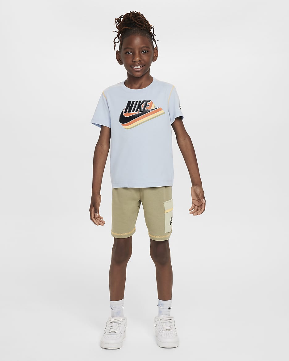 Nike Sportswear Reimagine Little Kids' French Terry Shorts Set - Neutral Olive