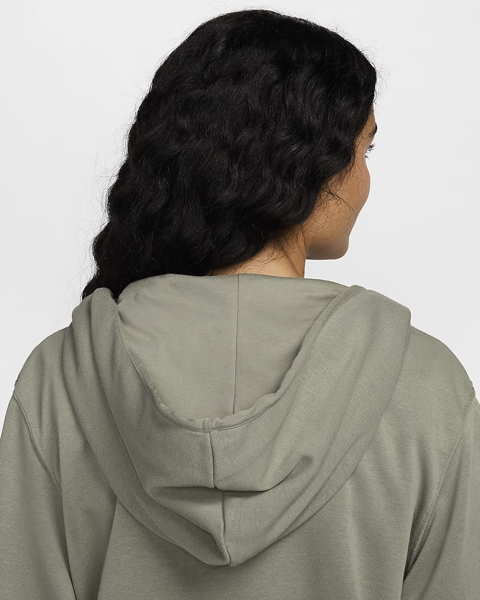 Nike Sportswear Chill Terry Hoddie aus French Terry mit durchgehendem Reißverschluss für Damen - Light Army/Sail