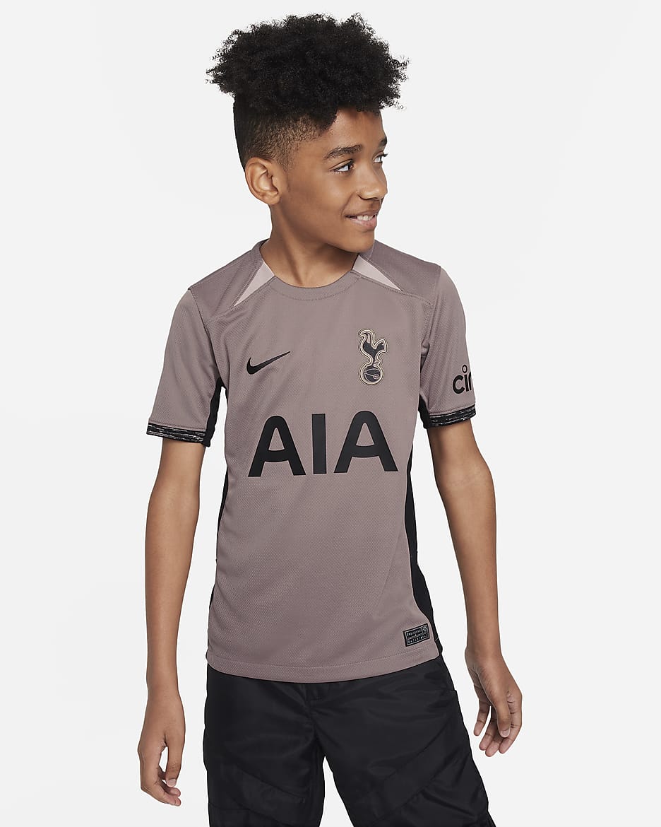 Tottenham Hotspur 2023/24 Stadium Third Big Kids' Nike Dri-FIT Soccer Jersey - Taupe Haze/Diffused Taupe/Black