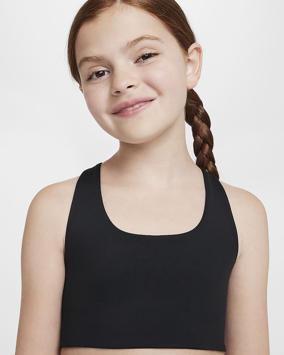 Nike One Big Kids' (Girls') Long-Line Sports Bra - Black/White