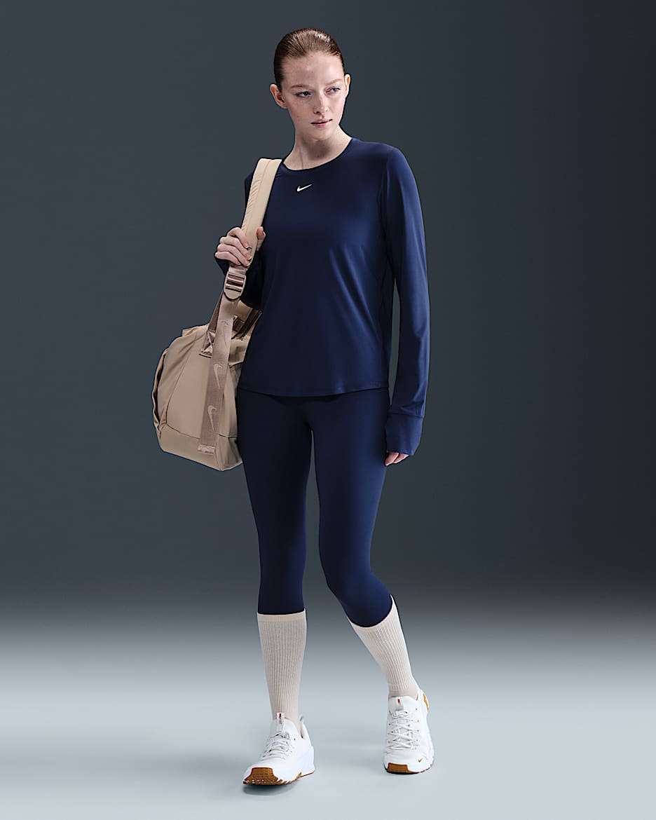 Nike One 7/8-legging met hoge taille voor dames - Midnight Navy/Wit