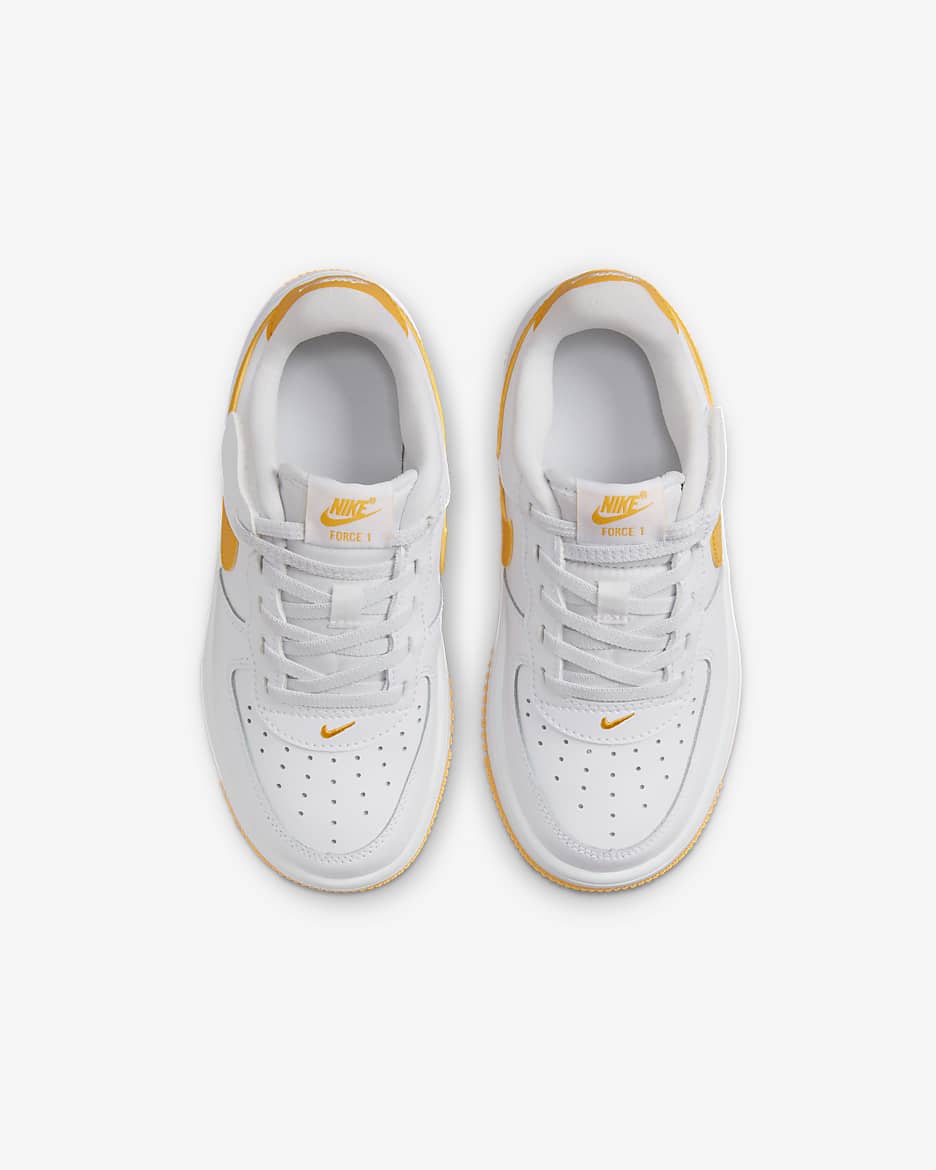 Nike Force 1 低筒 EasyOn 小童鞋款 - 白色/白色/University Gold