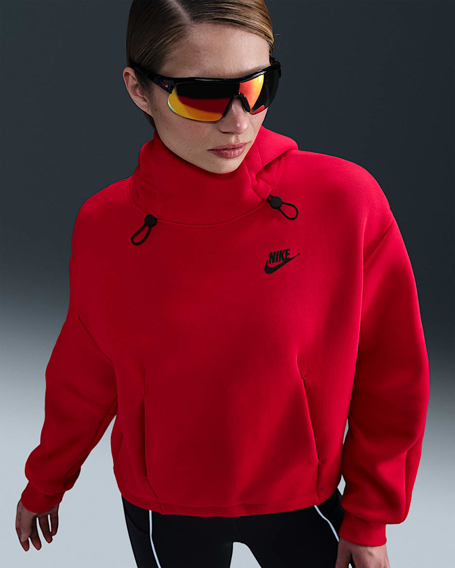Sudadera con gorro oversized para mujer Nike Sportswear Tech Fleece - Rojo universitario/Negro