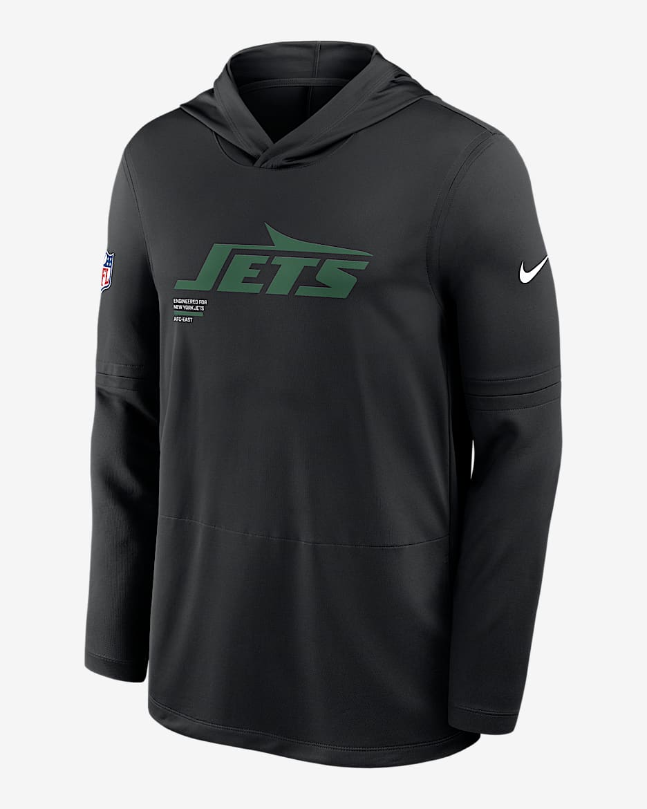 New York Jets Pure Fury Sideline Men's Nike Dri-FIT NFL Long-Sleeve Hooded Top - Black