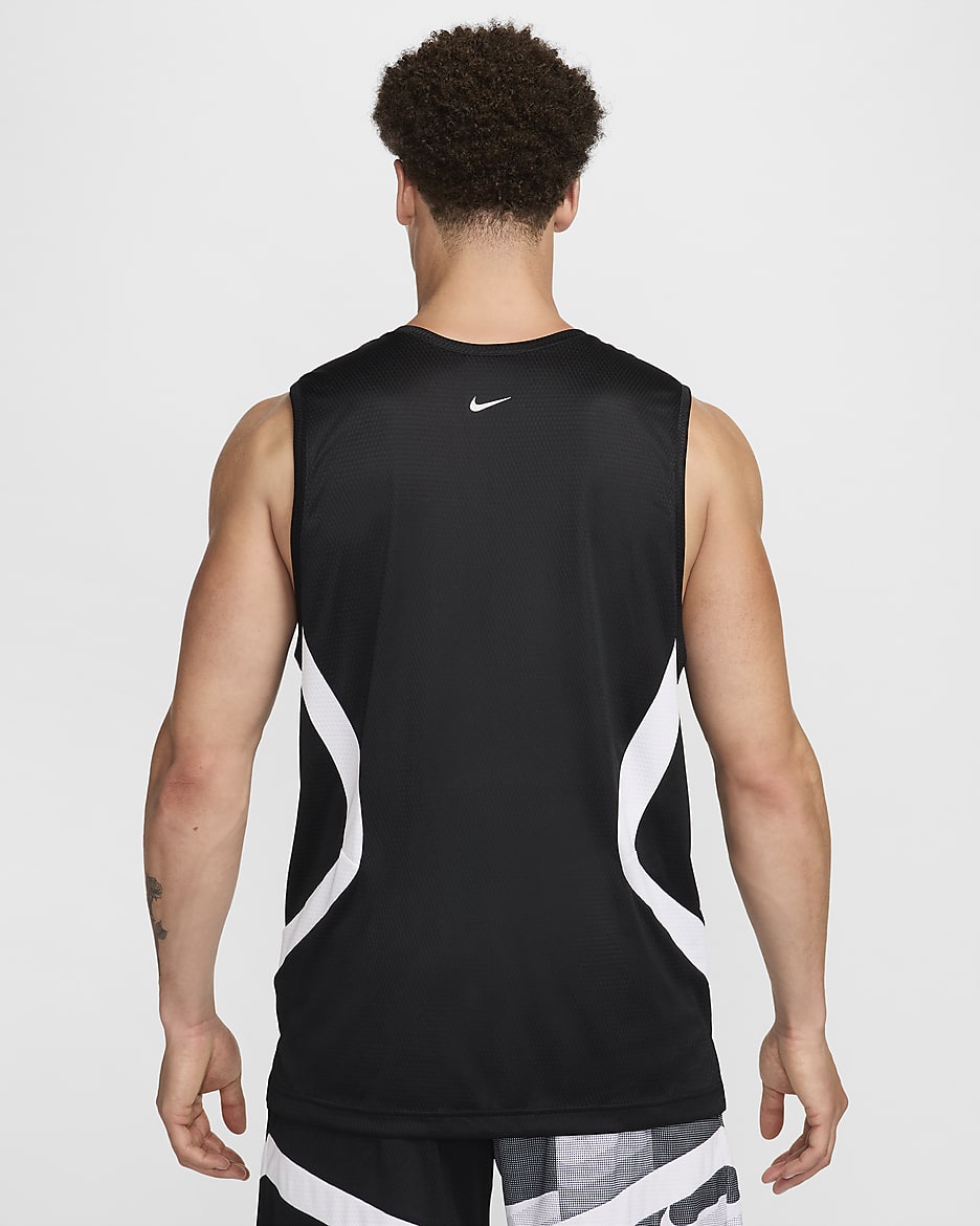 Maillot de basket Dri-FIT Nike Icon pour homme - Noir/Blanc/Noir/Blanc