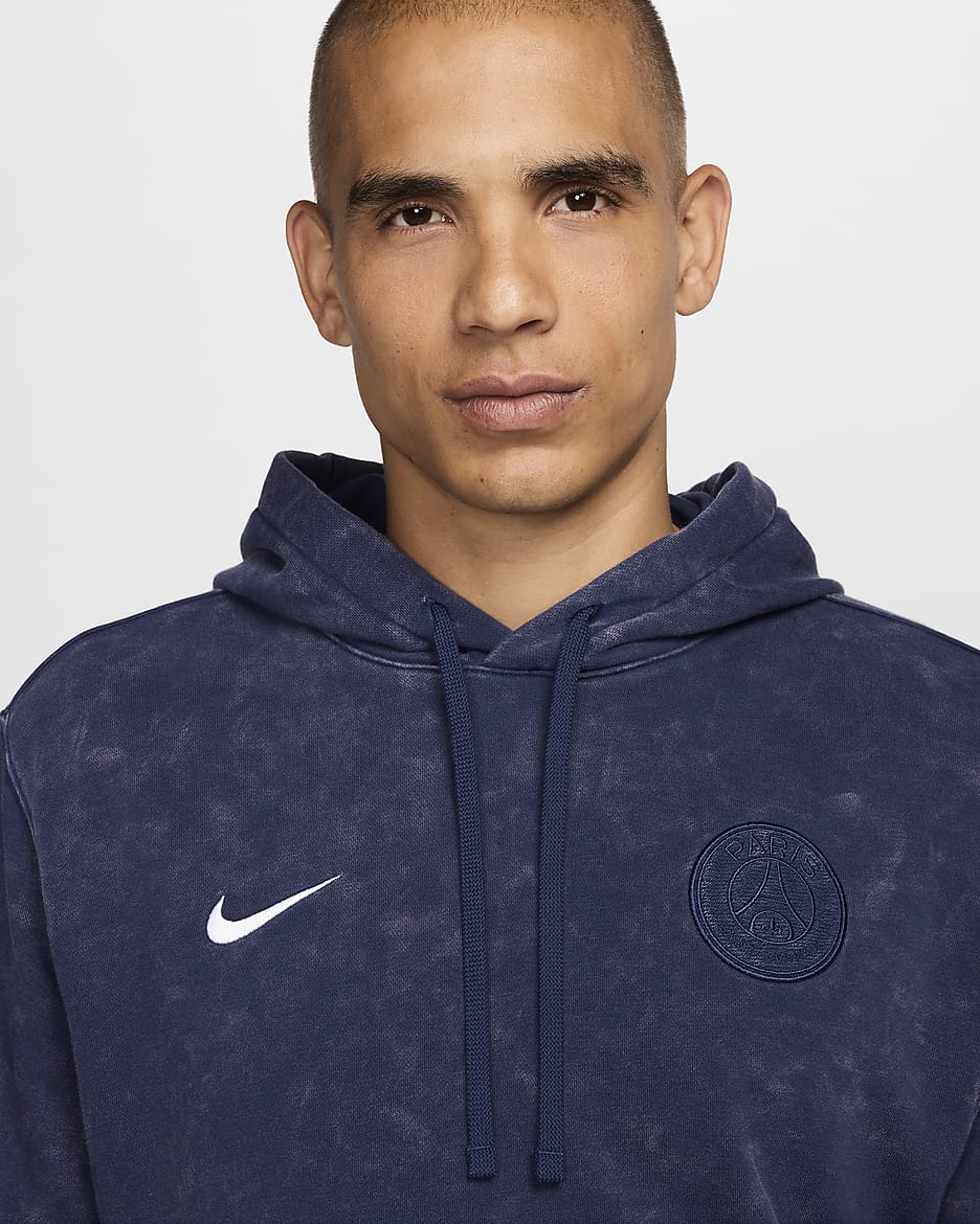 Paris Saint-Germain Club Men's Nike Football French Terry Pullover Hoodie - Midnight Navy/White