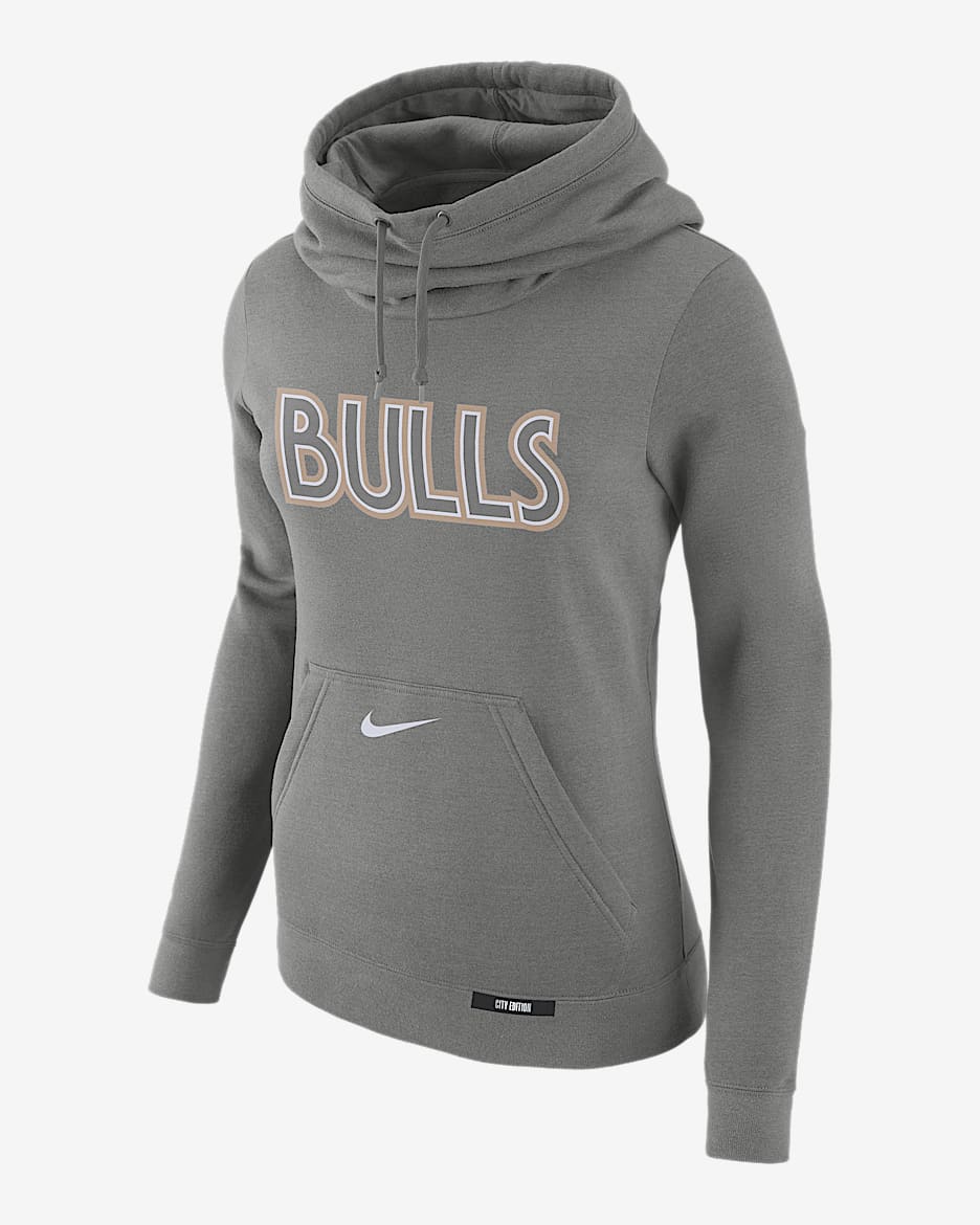 Chicago Bulls Club City Edition Sudadera con cuello de embudo Nike de la NBA de tejido Fleece para mujer  - Gris acero oscuro