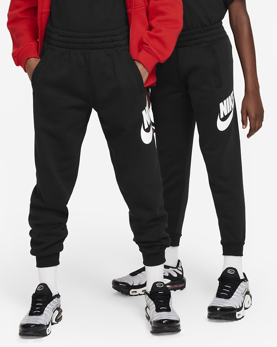 Joggers para niños talla grande Nike Club Fleece - Negro/Blanco