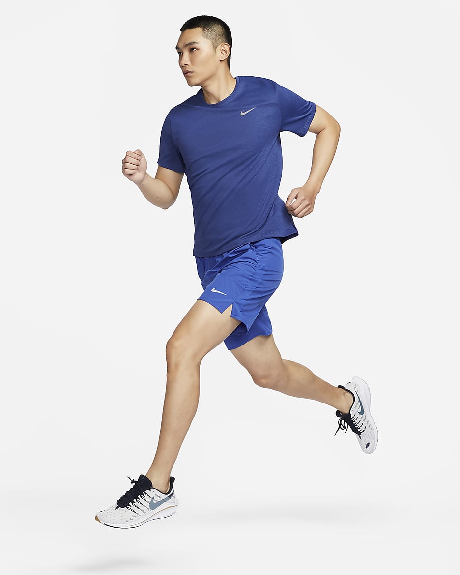 Nike Dri-FIT UV Miler Men's Short-Sleeve Running Top - Game Royal/Midnight Navy/Heather