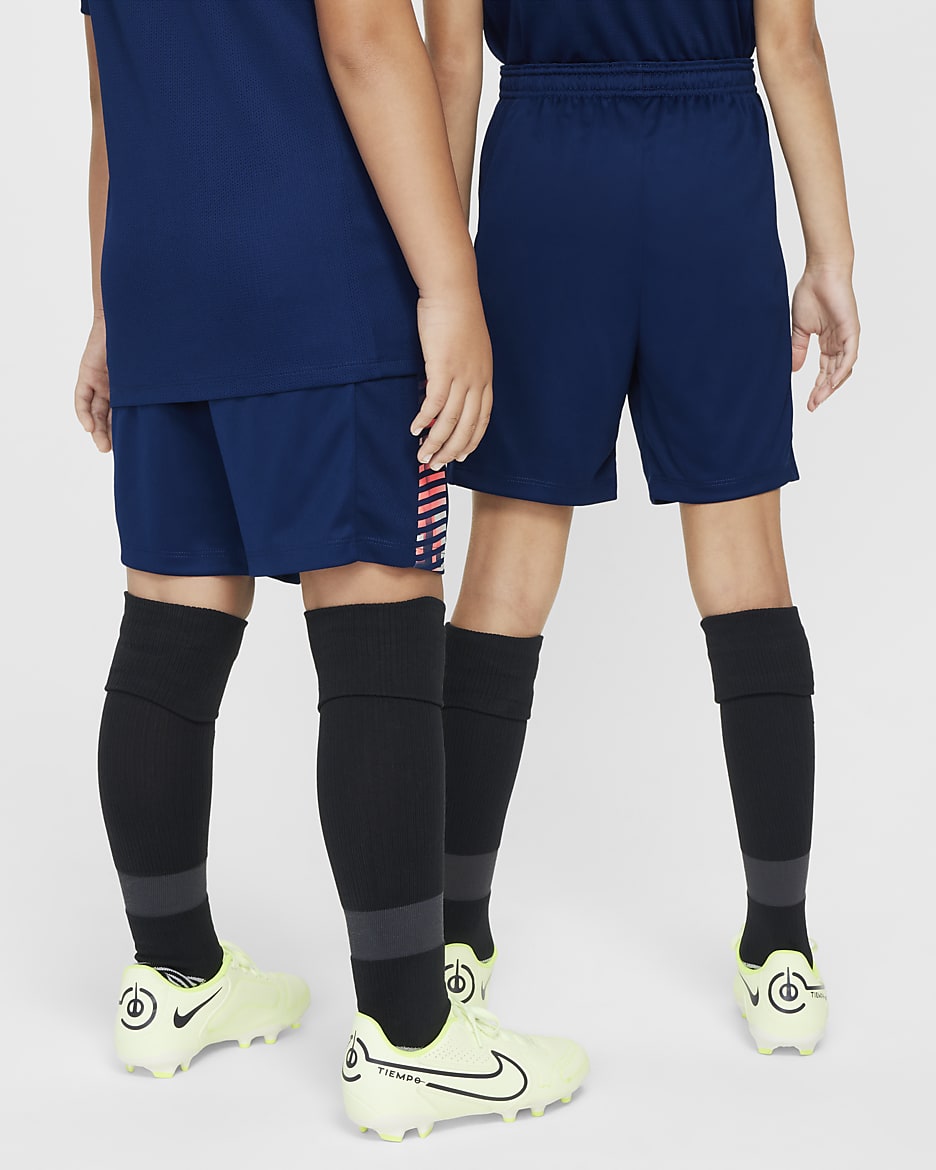 Spodenki piłkarskie dla dużych dzieci Dri-FIT CR7 Academy23 - Blue Void/Blue Void/Metallic Gold