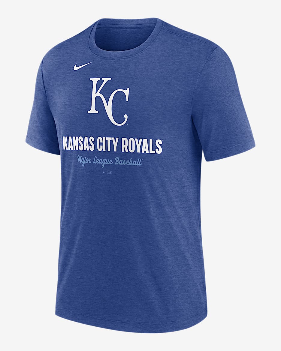 Playera Nike de la MLB para hombre Kansas City Royals Logo - Royal deportivo jaspeado
