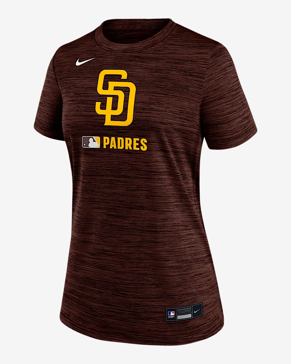 San Diego Padres Authentic Collection Velocity Women's Nike Dri-FIT MLB T-Shirt - Brown