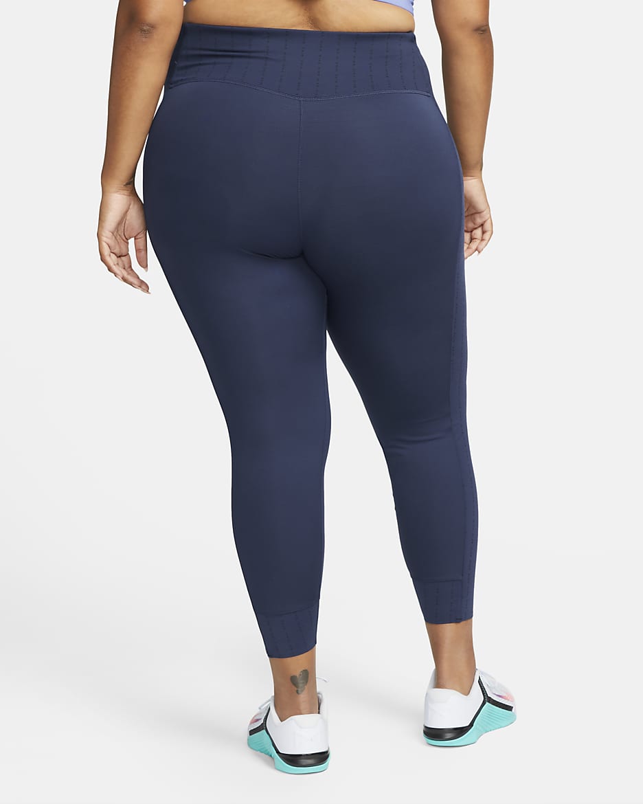 Nike One Luxe Icon Clash Women's Mid-Rise 7/8 Leggings (Plus Size) - Midnight Navy/Clear