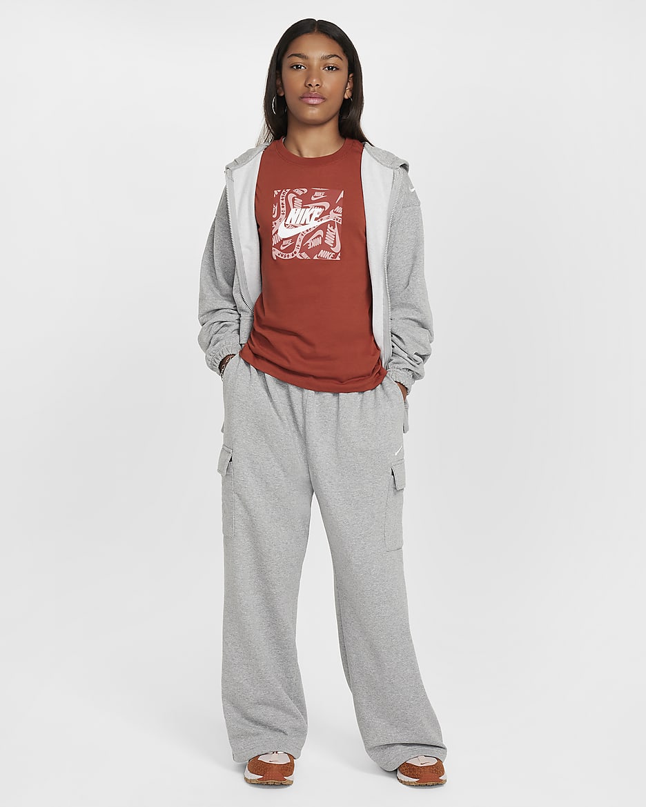 Pantalon oversize en tissu Fleece Dri-FIT Nike Sportswear pour fille - Dark Grey Heather