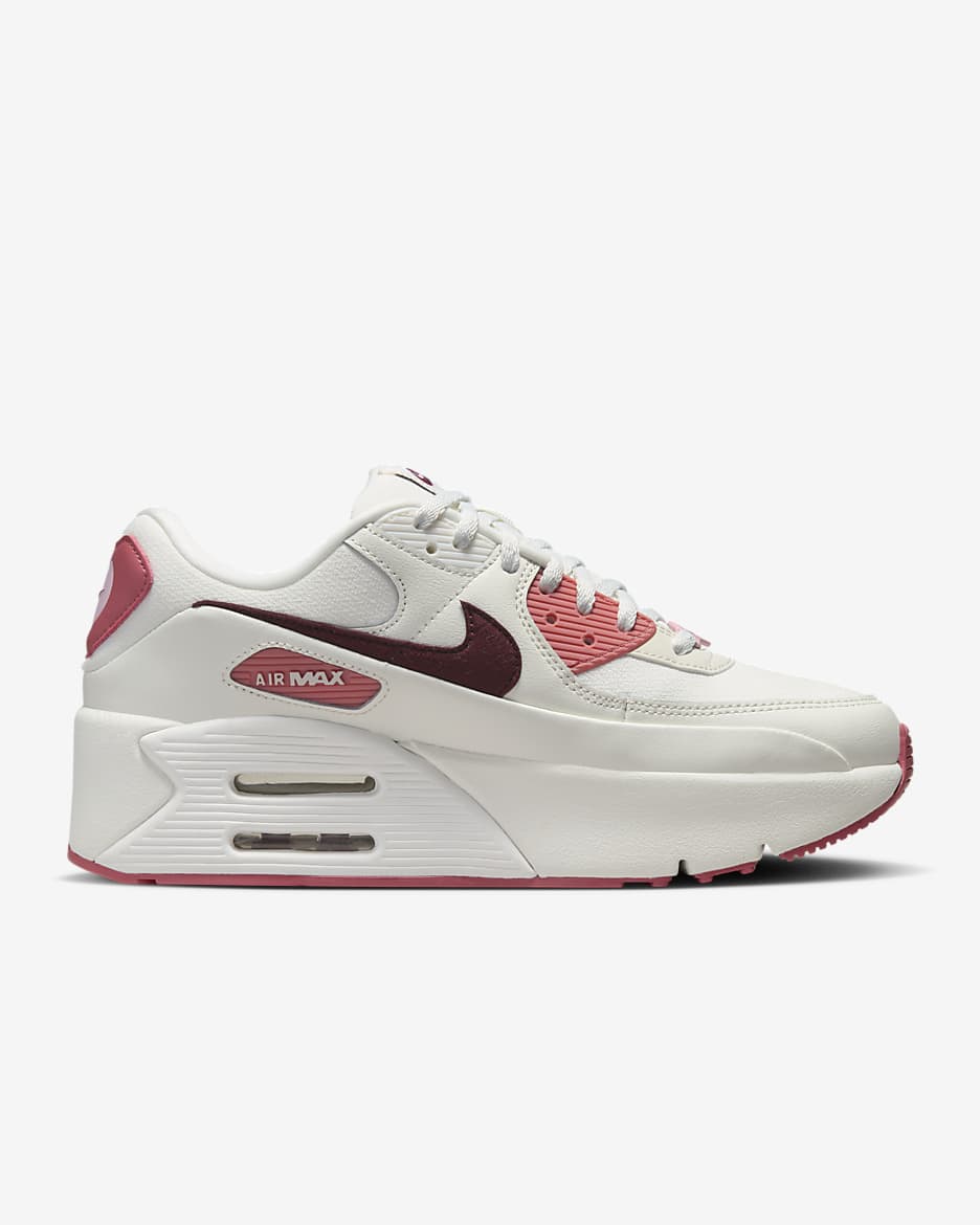 Nike Air Max 90 LV8 SE 女鞋 - Sail/Adobe/Medium Soft Pink/Dark Team Red