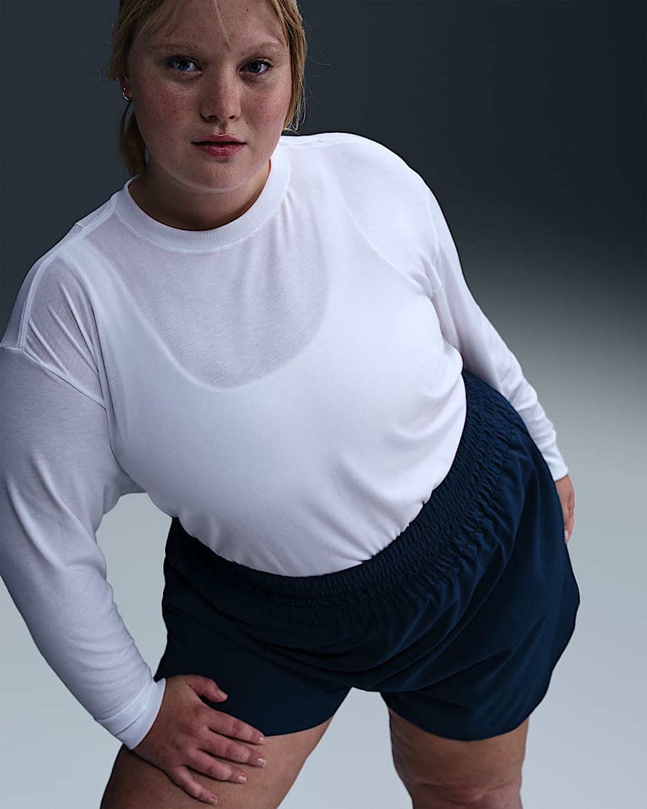 Nike One Relaxed Women's Dri-FIT Long-Sleeve Top (Plus Size) - White/Black