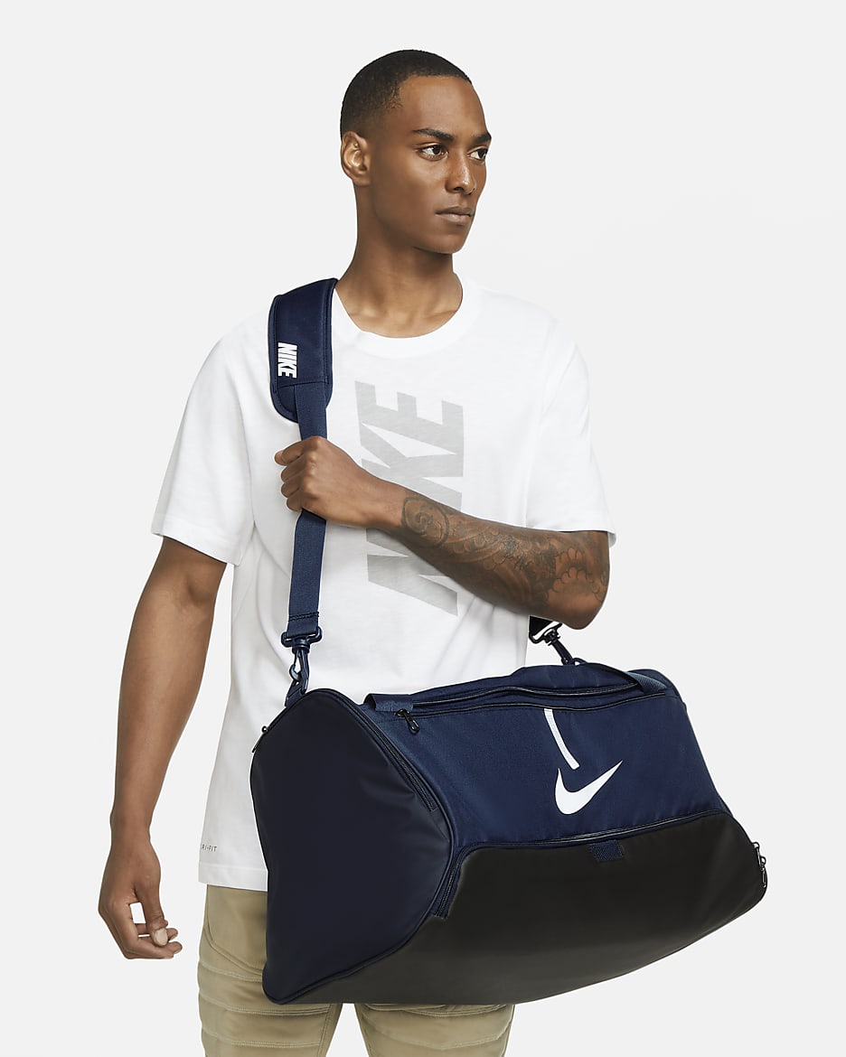 Nike Academy Team Football Duffel Bag (Medium, 60L) - Midnight Navy/Black/White