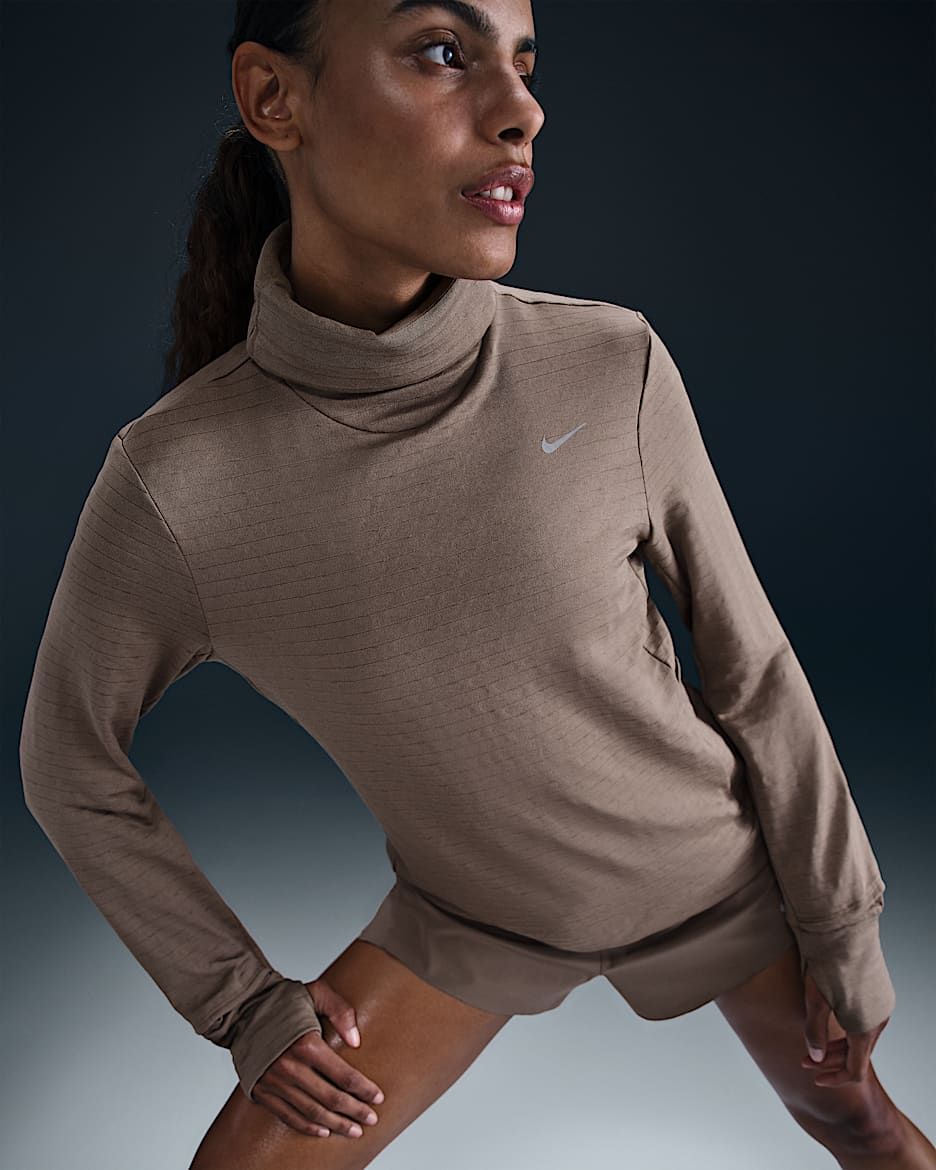 Nike Therma-FIT Swift Women's Turtleneck Running Top - Mink Brown