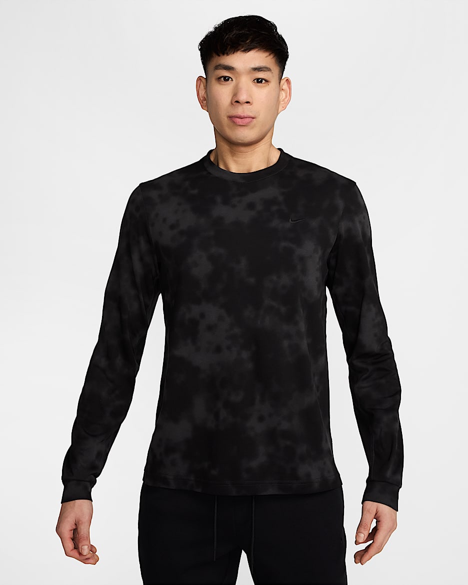 Playera de fitness Dri-FIT de manga larga para hombre Nike Primary - Antracita/Negro/Negro