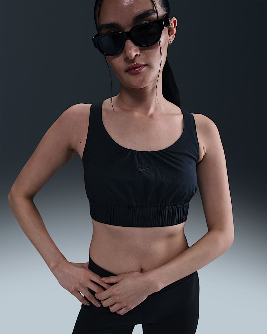 Nike Sportswear Chill Poplin 女款合身短版背心上衣 - 黑色/黑色