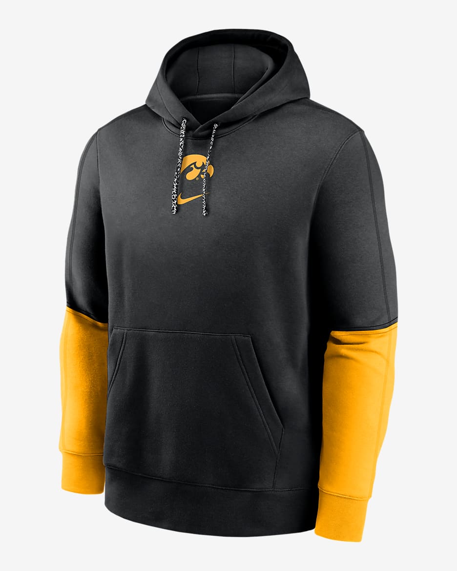 Sudadera con gorro sin cierre universitaria Nike para hombre Iowa Hawkeyes Sideline Team Issue Club - Negro