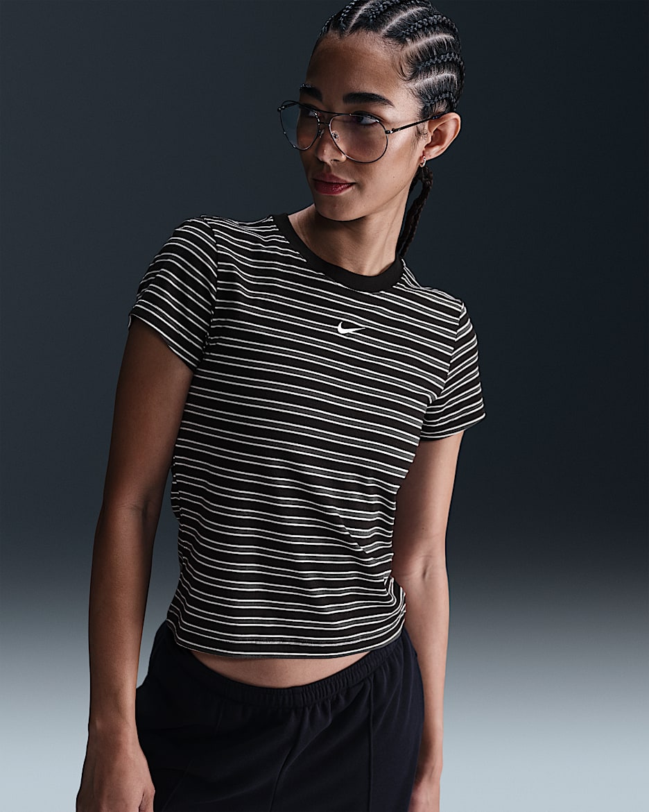 Nike Sportswear Chill Knit Women's Slim Striped T-Shirt - Black