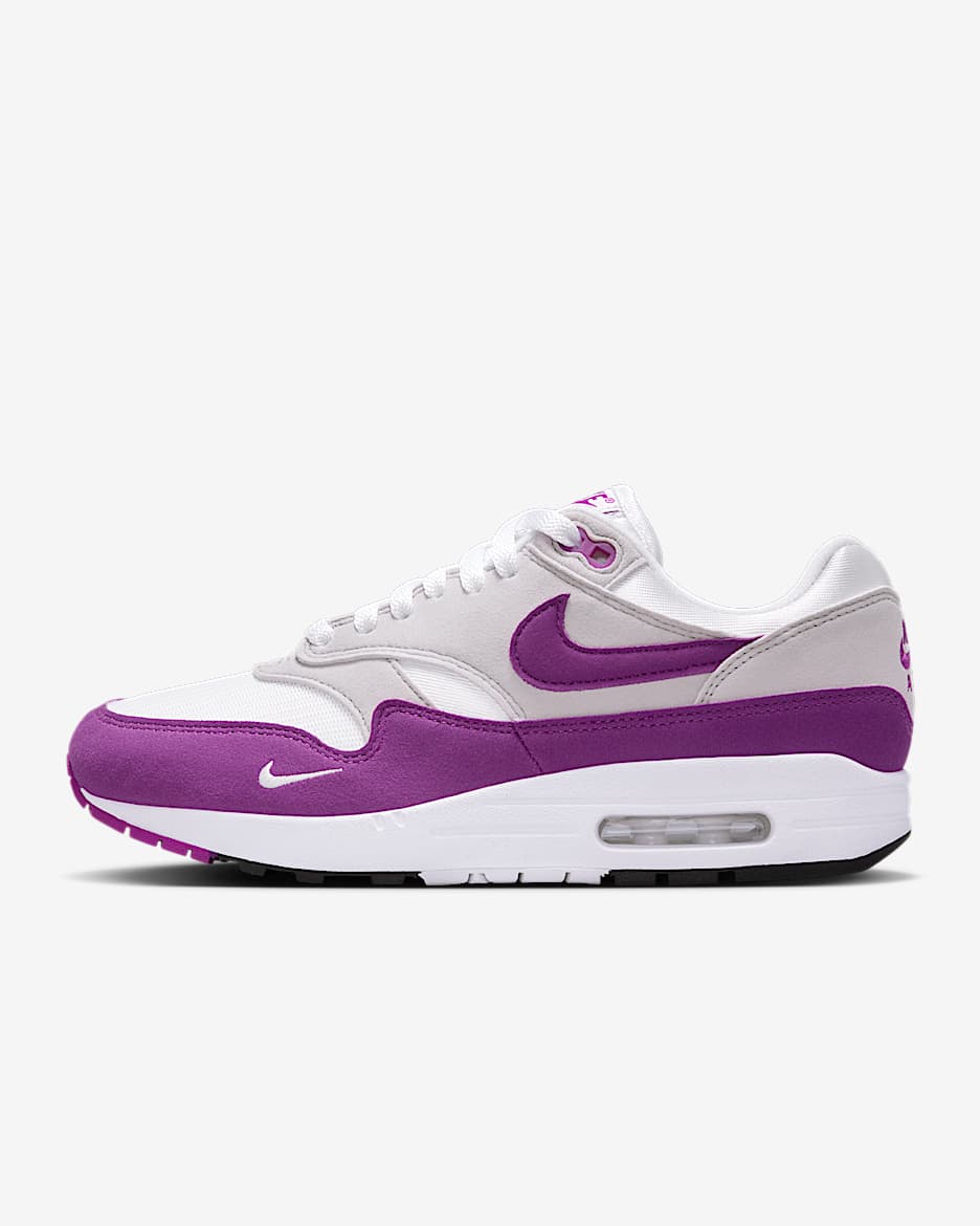 Tenis para mujer Nike Air Max 1 '87 Textile - Blanco/Gris neutro/Negro/Baya resaltado