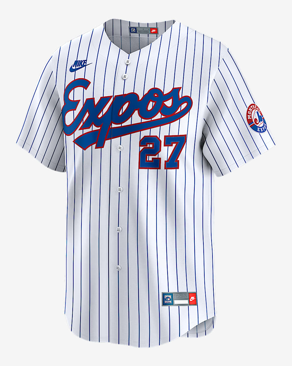 Jersey Nike Dri-FIT de la MLB Limited para hombre Vladimir Guerrero Montreal Expos Cooperstown - Blanco
