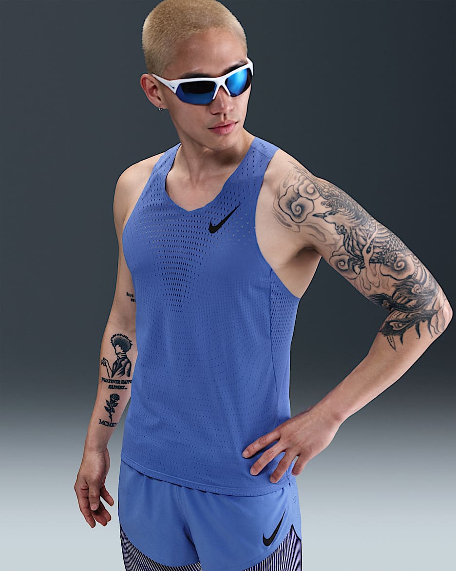 ナイキ エアロスイフト メンズ Dri-FIT ADV ランニングシングレット - コメットブルー/ブラック