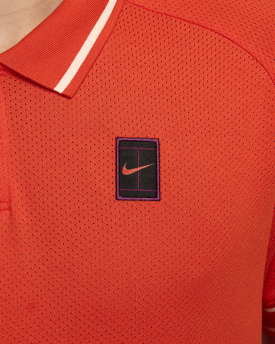 NikeCourt Heritage Men's Tennis Polo - Picante Red/Crimson Tint