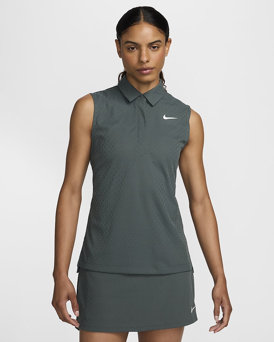 Polo de golf sin mangas Dri-FIT ADV para mujer Nike Tour - Verde vintage/Blanco