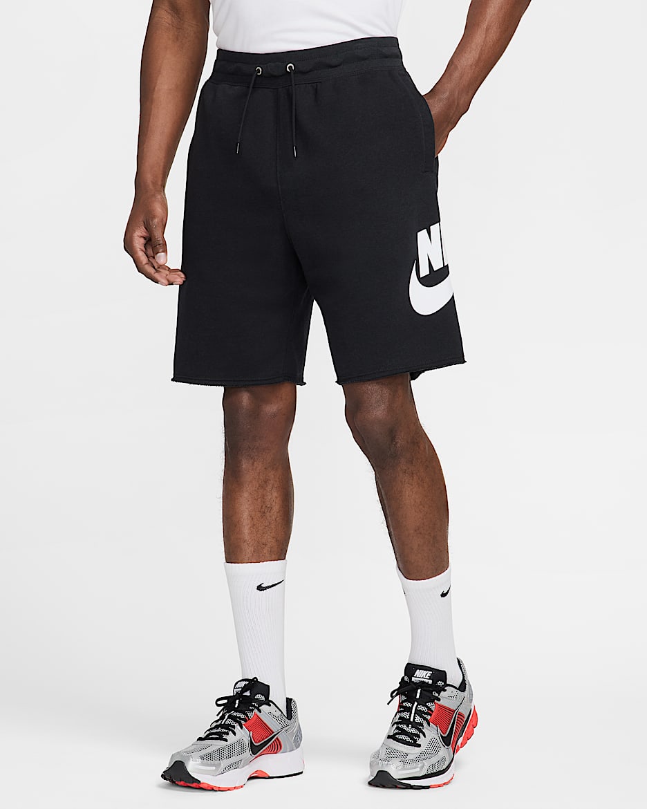 Shorts Nike Club i sweatshirttyg för män - Svart/Svart/Vit