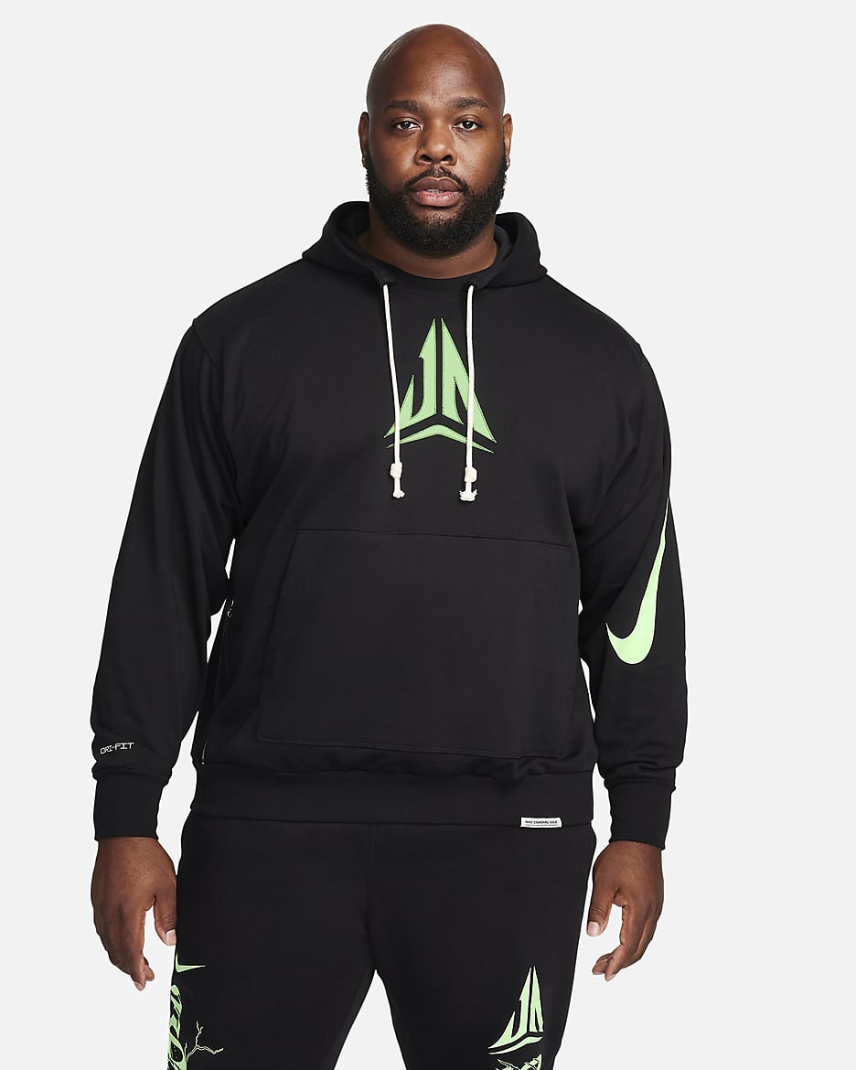 Hoodie pullover de basquetebol Dri-FIT Ja Standard Issue para homem - Preto/Lime Blast