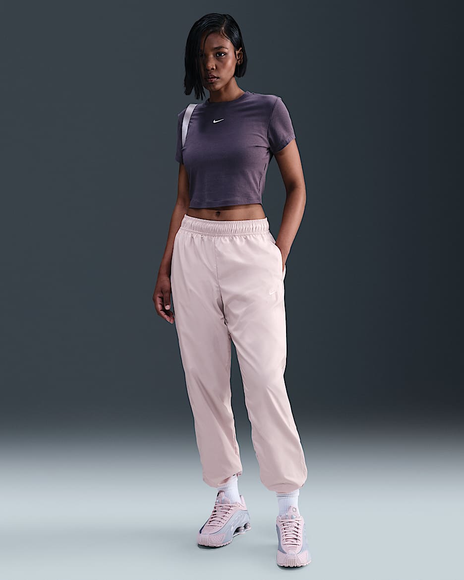 Nike Sportswear Classic Wovens Women's UV Protection Mid-Rise Loose Joggers - Silt Red/Sail