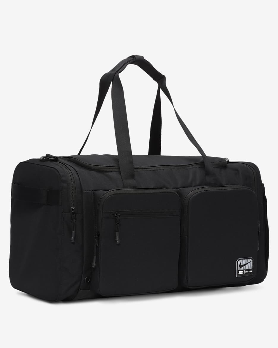 กระเป๋า Duffel Nike Utility Power 2.0 (ไซส์ M, 51 ล.) - ดำ/ดำ/ขาว