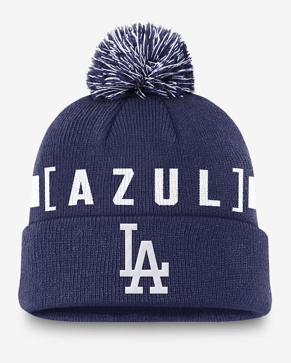 Los Angeles Dodgers Hometown Peak Men's Nike MLB Cuffed Pom Beanie - Royal