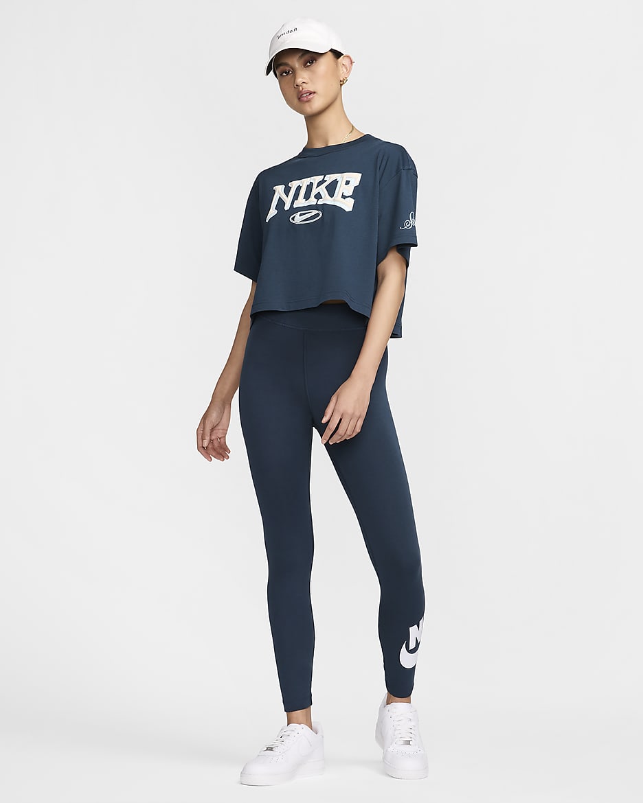 Nike Sportswear Women's Loose Short-Sleeve Cropped T-Shirt - Armoury Navy