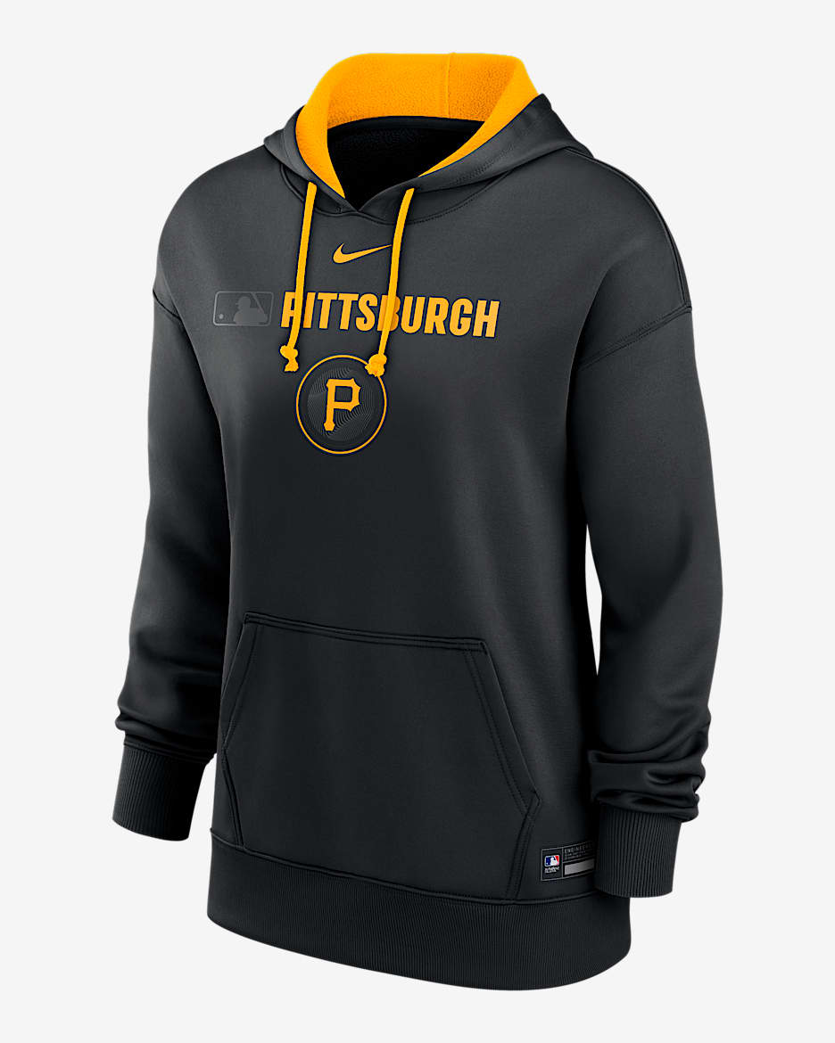 Pittsburgh Pirates Authentic Collection City Connect Women's Nike Therma MLB Pullover Hoodie - Black