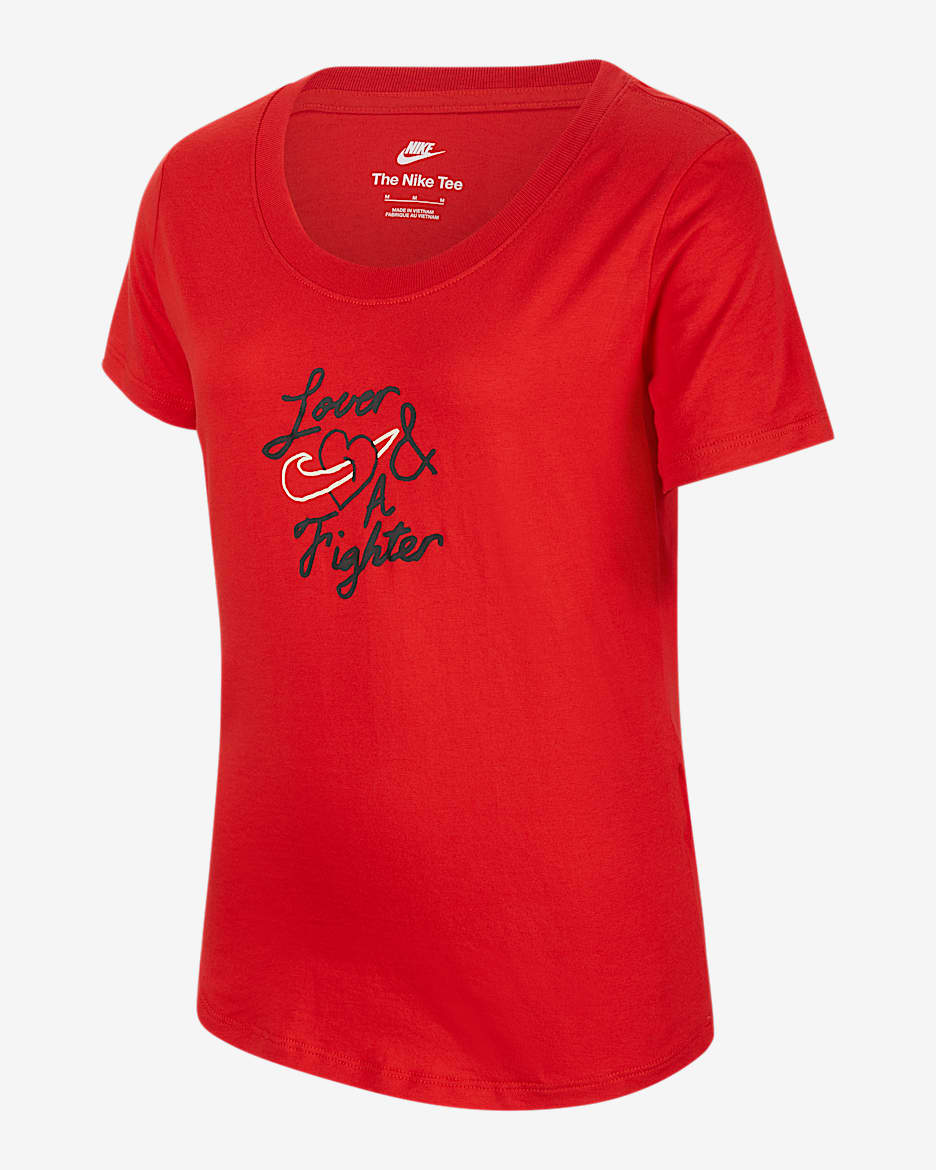 เสื้อยืดคอคว้านเด็กโต Nike Sportswear (หญิง) - University Red