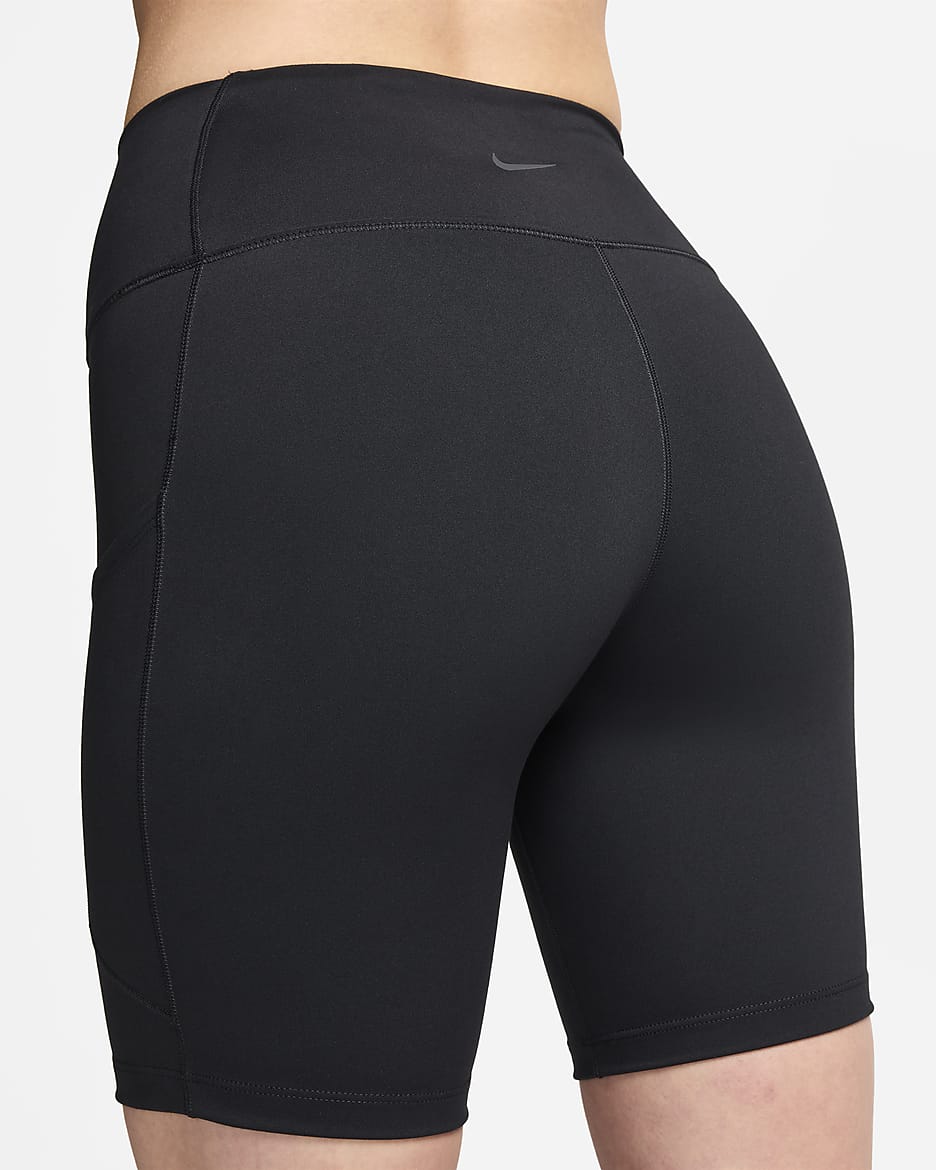 Nike One Women's High-Waisted 8" Biker Shorts with Pockets - Black/Black