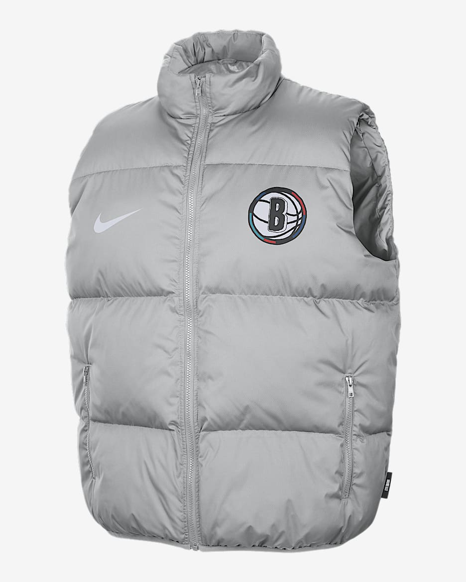Brooklyn Nets City Edition Men's Nike NBA Puffer Vest - Flat Silver