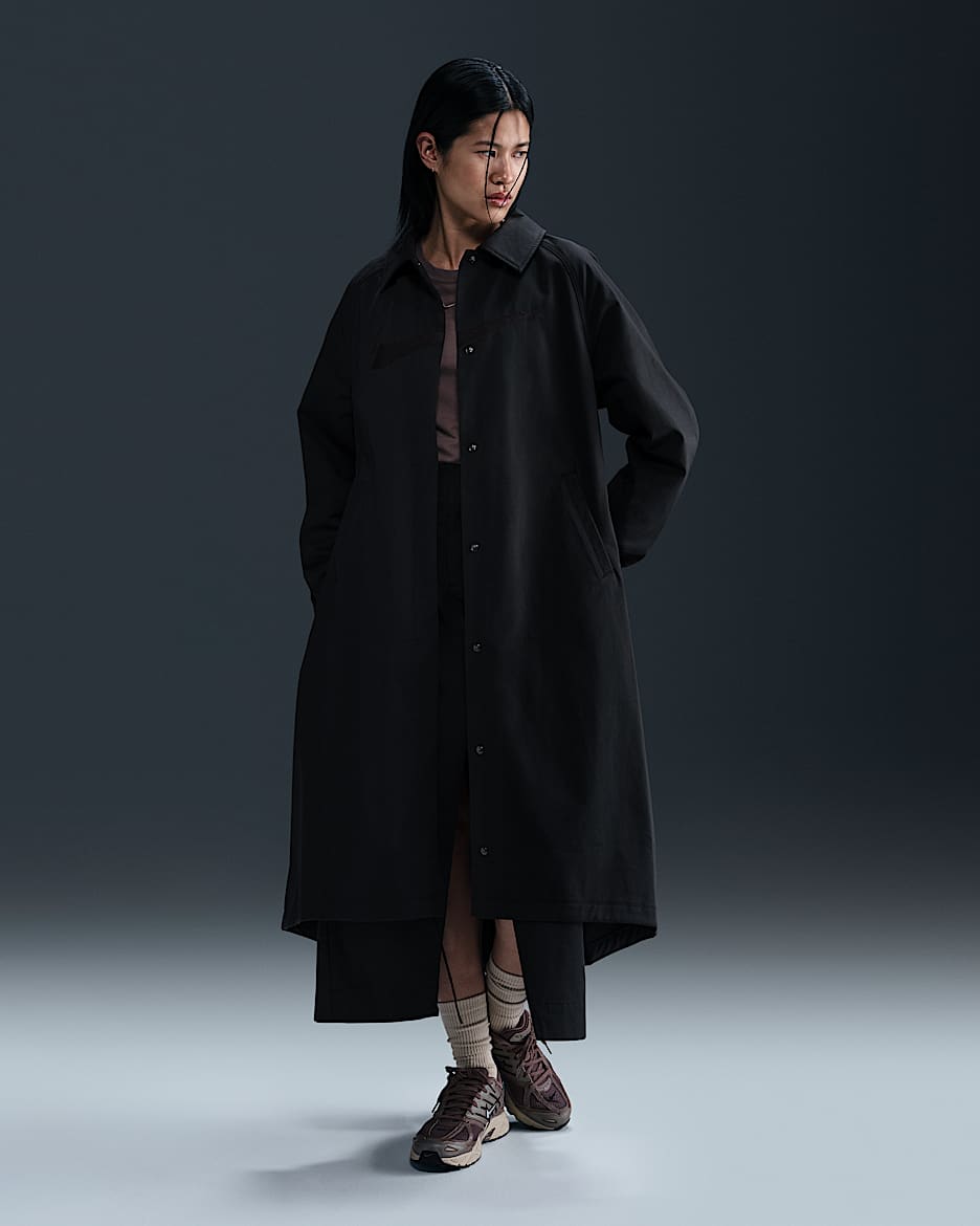 Manteau imperméable ample en tissu sergé Nike Sportswear Collection pour femme - Noir/Noir