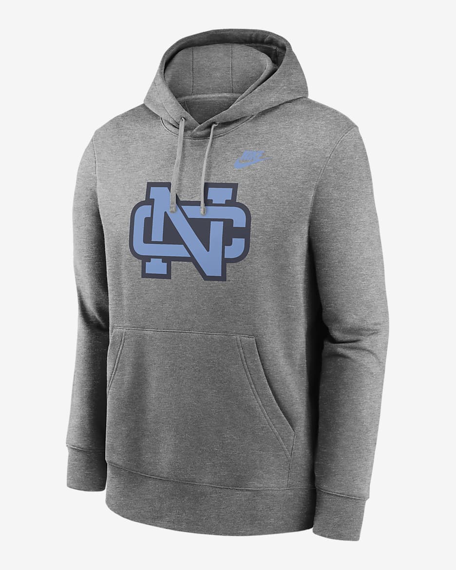 North Carolina Tar Heels Legacy Club Primary Logo Men's Nike College Pullover Hoodie - Dark Grey Heather